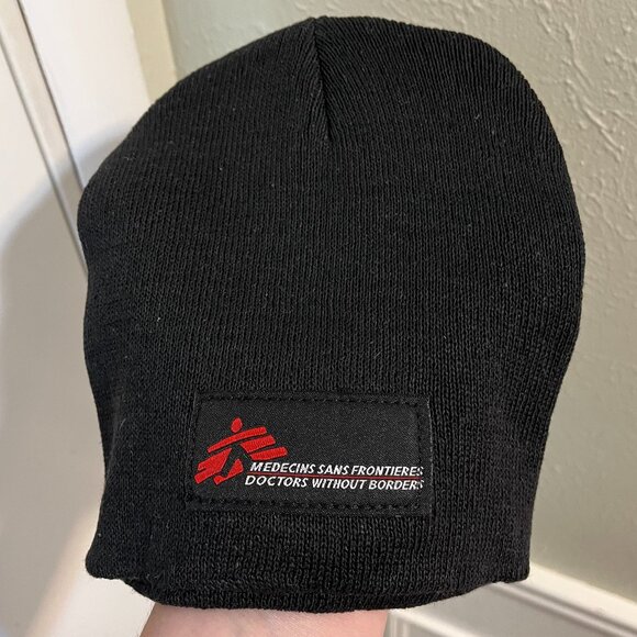 NWOT - Doctors Without Borders Beanie - Adult One Size - Black Skull Cap Hat - Picture 1 of 4